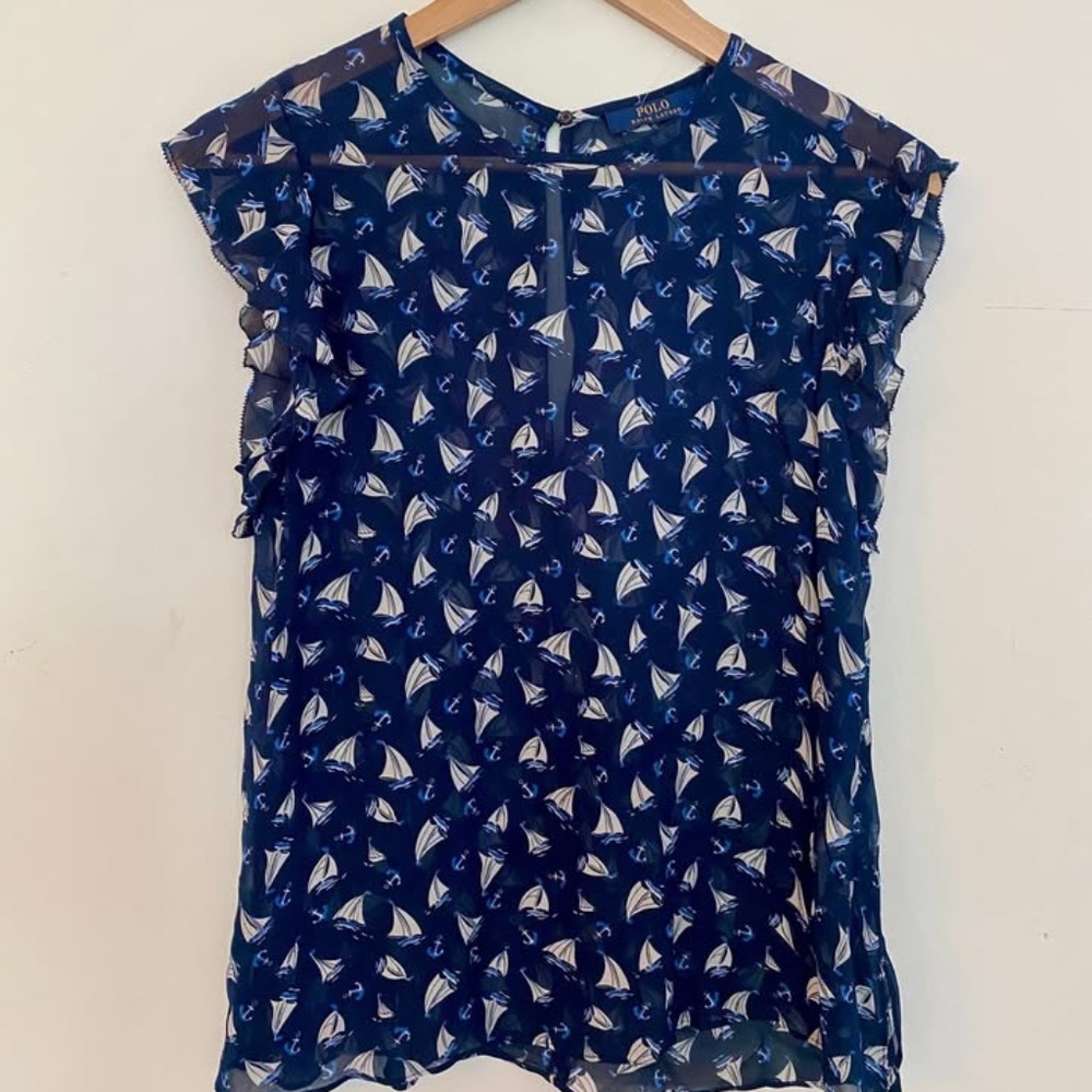 Polo Ralph Lauren navy blue sheer top